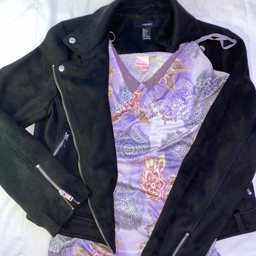 Purple Silk Floral Tank Top